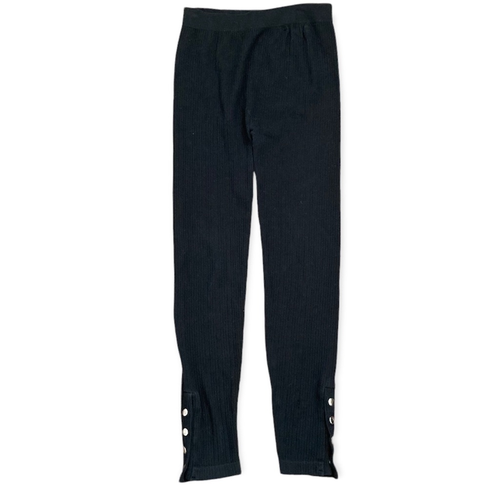 Diva Ribbed Leggings with Ankle Snaps M/L Black